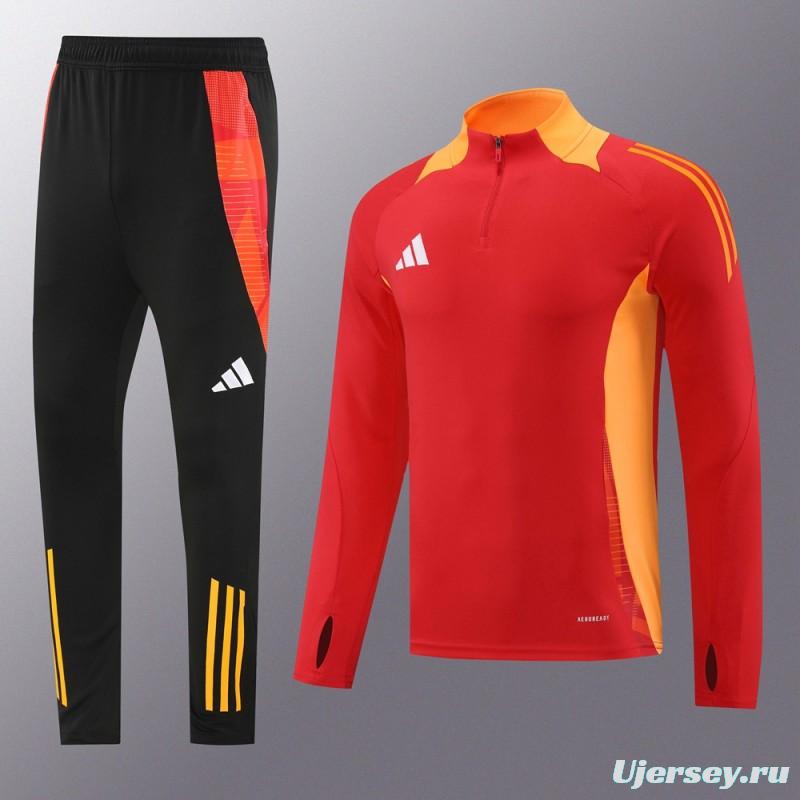 2024 Adidas Red/Yellow Half Zipper Jacket +Long Pants