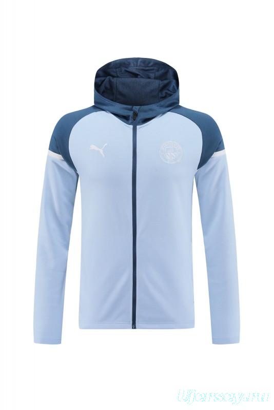 24/25 Manchester City Light Blue Hoodie Full Zipper Jacket +Long Pants