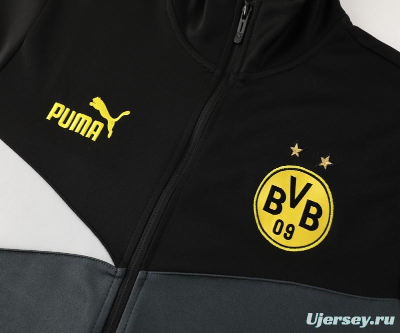 24/25 Borussia Dortmund Grey/Black Full Zipper Jacket +Long Pants