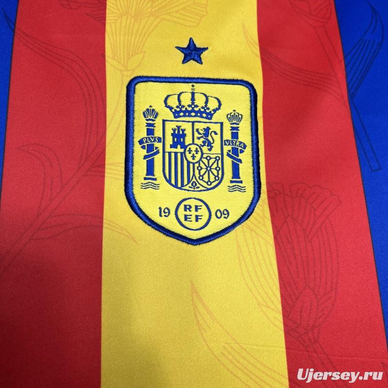 2024 Spain Euro Blue/Red/Yellow Pre-match Training Jersey