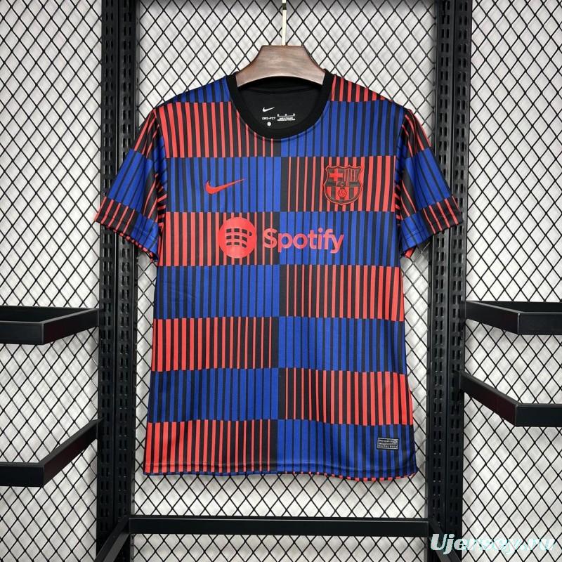 24/25 Barcelona Pre-Match Red/Blue Stripe Jersey