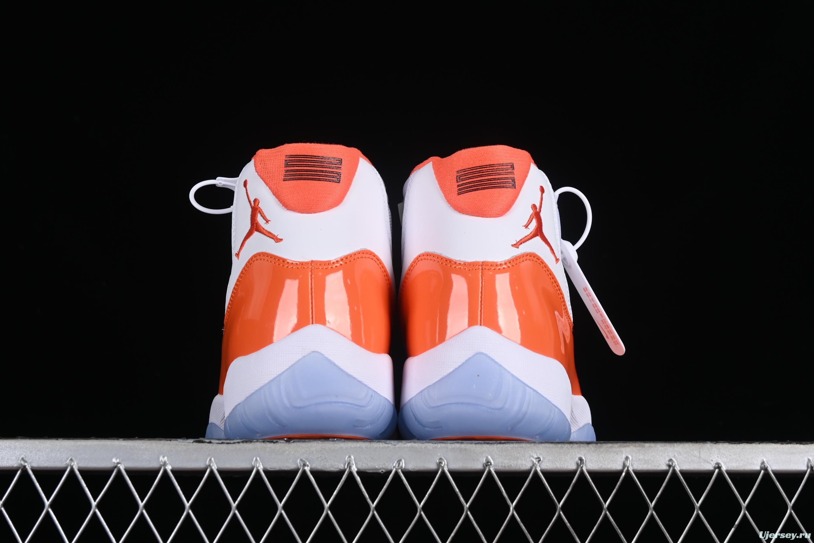 Nike Air Jordan 11 Retro Basketball Shoes with White Orange Design - 378037-002