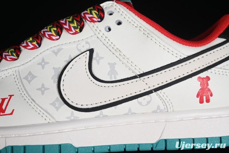 Nike SB Dunk Low LV Collaboration - Beige Violent Bear Anniversary High-End Custom Low-Top Casual Skate Shoes - SJ2068-240