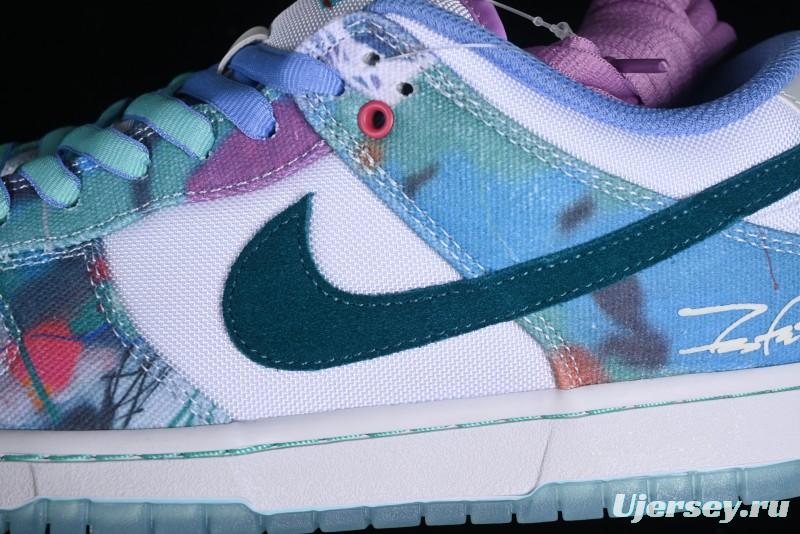 Nike Futura x Dunk Low Pro SB Casual Skate Shoes with Tie-Dye Pattern - HF6061-400