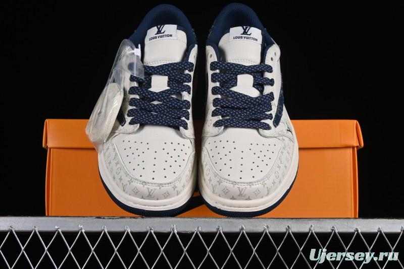 Nike Air Jordan 1 Low OG SP Travis Scott x Fragment Design Retro Sneakers with Reverse Swoosh - SJ2068-004