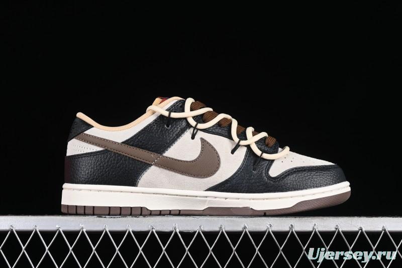 Nike Dunk Low "Mars Stone" Witch Puppet Themed SB Lace-Up Low-Top Casual Sneakers in Black/Mocha Brown - DR9704-200
