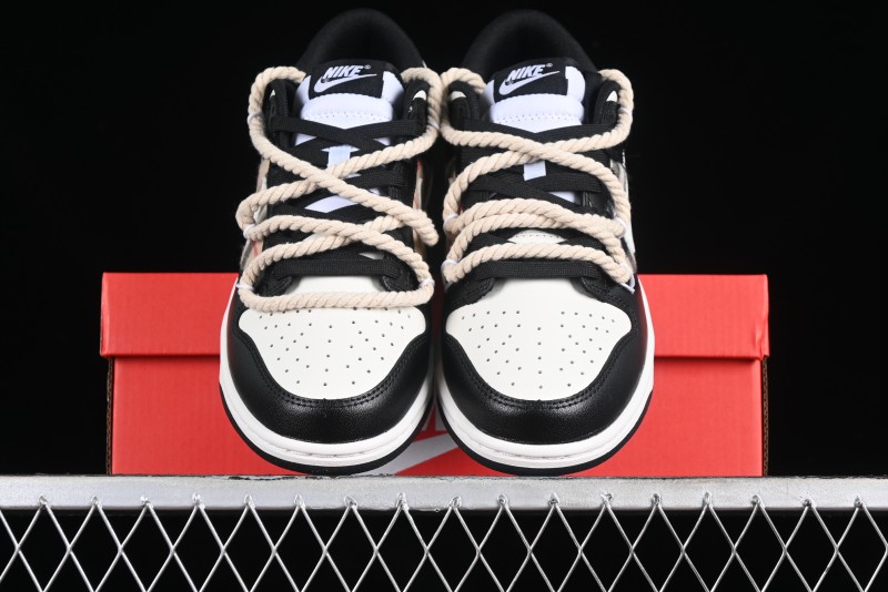 Nike Dunk Low SB Deconstructed Lace-Up Casual Sneakers with Scottish Plaid and Hemp Rope Design - DD1391-100