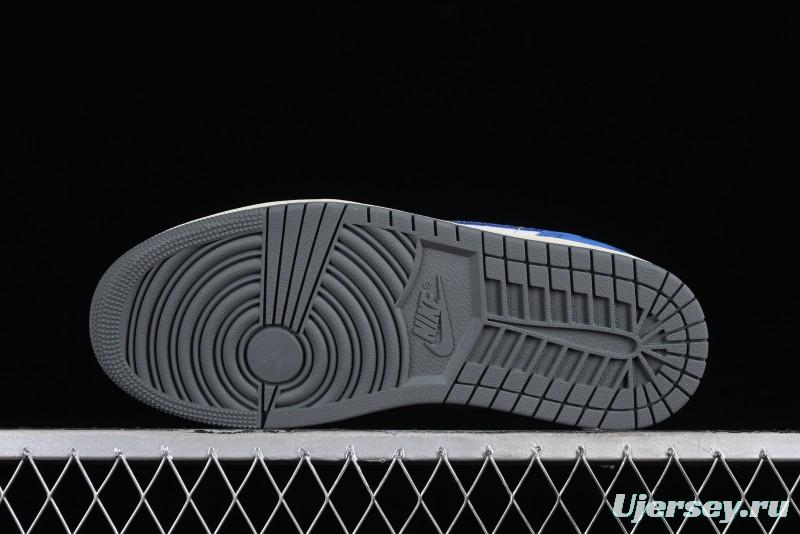 Nike Air Jordan 1 Low Flight Vintage Retro Sneakers in White and Blue - FV8439-104