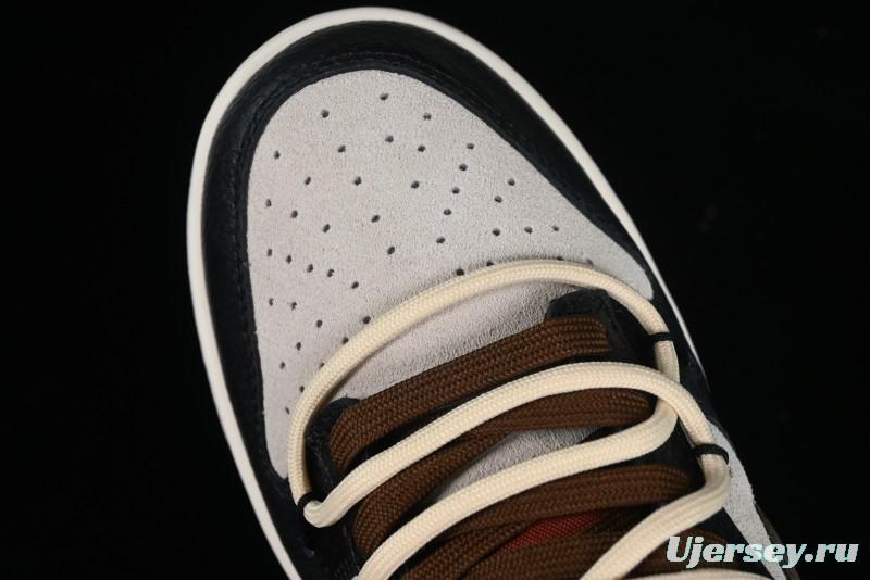 Nike Dunk Low "Mars Stone" Witch Puppet Themed SB Lace-Up Low-Top Casual Sneakers in Black/Mocha Brown - DR9704-200