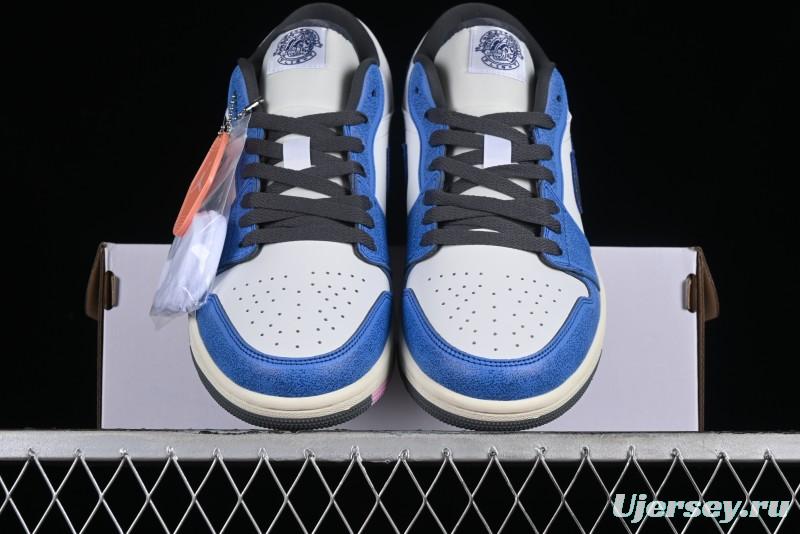 Nike Air Jordan 1 Low Flight Vintage Retro Sneakers in White and Blue - FV8439-104