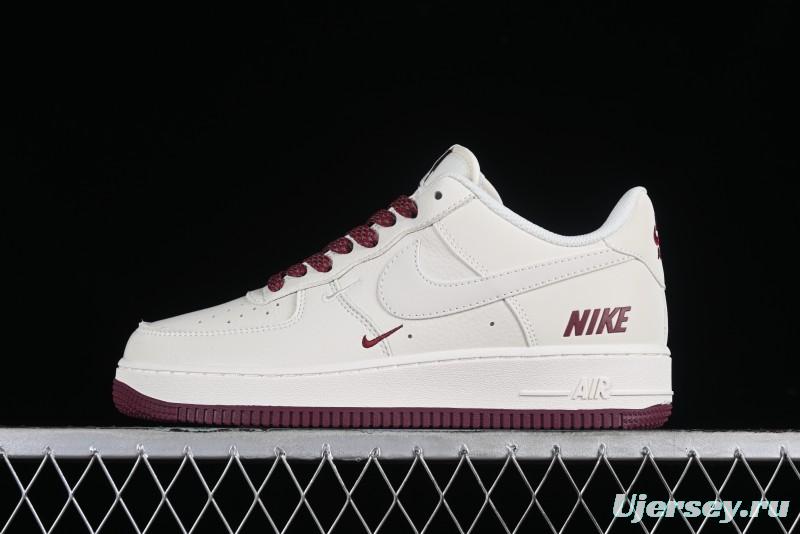 Nike Air Force 1 '07 Low "NIKE" Triple Swoosh Series White Wine Red Classic Casual Sneakers - TV2306-258