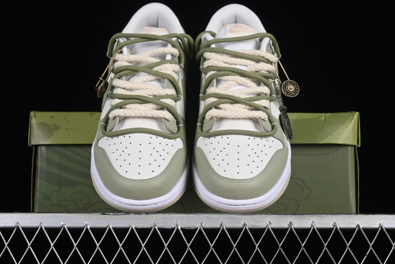 Nike Dunk Low SB Casual Sneakers with Deconstructed Laces and Dragon Well Tea-Inspired Design - DV0831-003