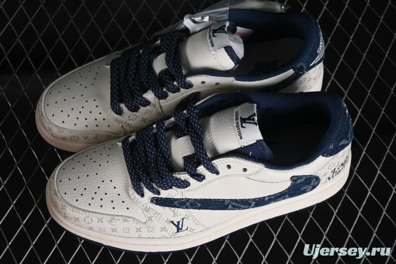 Nike Air Jordan 1 Low OG SP Travis Scott x Fragment Design Retro Sneakers with Reverse Swoosh - SJ2068-004