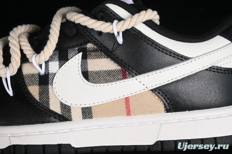 Nike Dunk Low SB Deconstructed Lace-Up Casual Sneakers with Scottish Plaid and Hemp Rope Design - DD1391-100