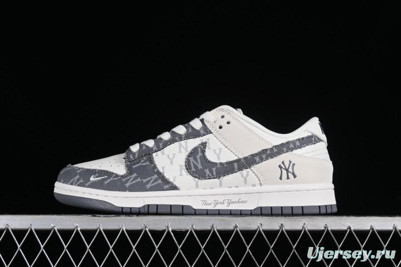 Nike SB Dunk Low MLB Collaboration - Grey Denim Anniversary Custom Low-Top Casual Skate Shoes - DQ1098-347