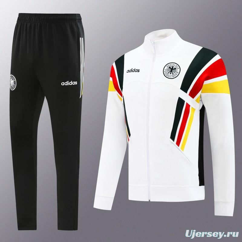 2024 Germany White Full Zipper Jacket +Long Pants