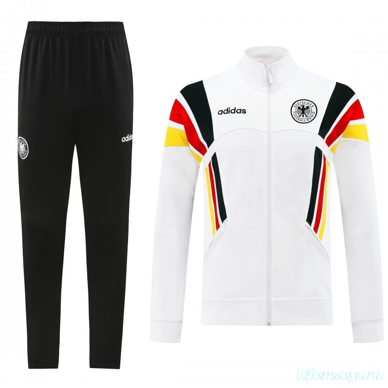 2024 Germany White Full Zipper Jacket +Long Pants