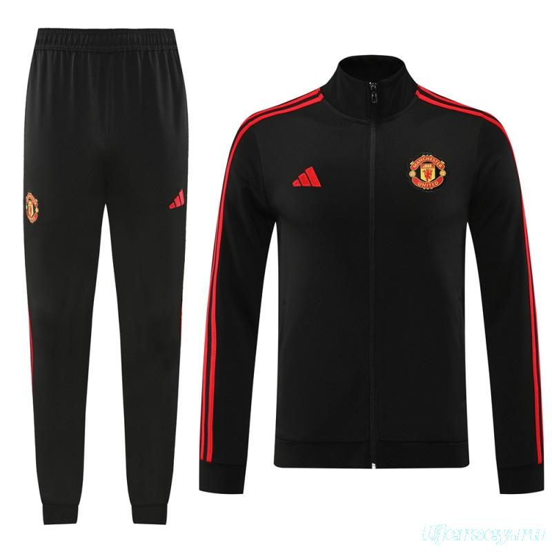 24/25 Manchester United Black Full Zipper Jacket +Long Pants