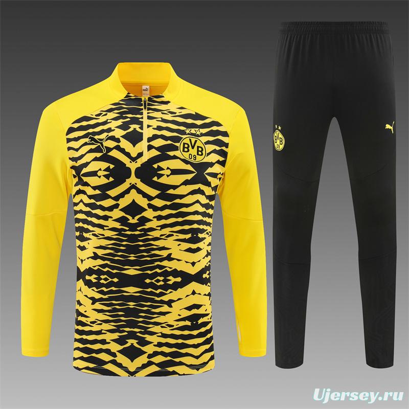 24/25 Borussia Dortmund Yellow/Black  Half Zipper Jacket+Long Pants