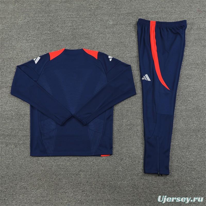 24/25 Kids Manchester United Navy Half Zipper Jacket+Long Pants