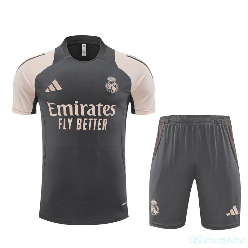 24/25 Real Madrid Black/Pink Short Sleeve Jersey+Shorts