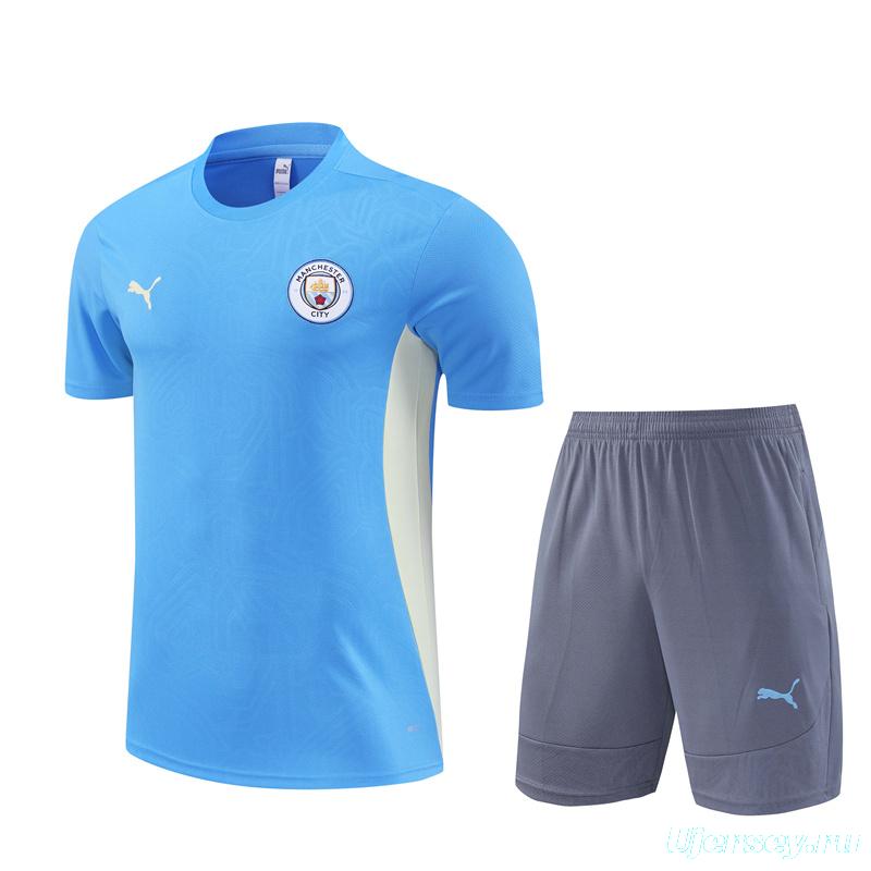 24/25 Manchester City Sky Blue Short Sleeve Jersey+Shorts