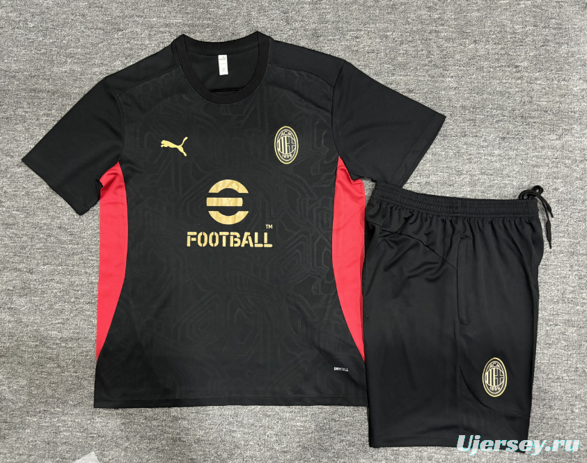 24/25 Kids AC Milan Black Short Sleeve Jersey+Shorts