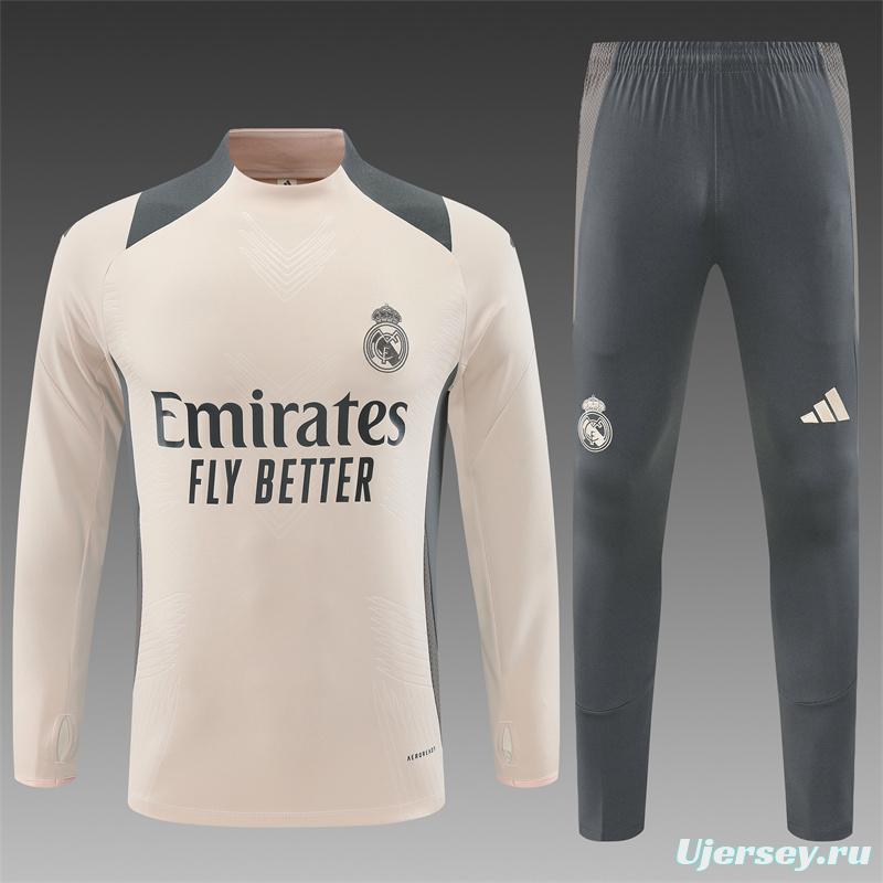 24/25 Real Madrid khaki Half Zipper Jacket+Long Pants