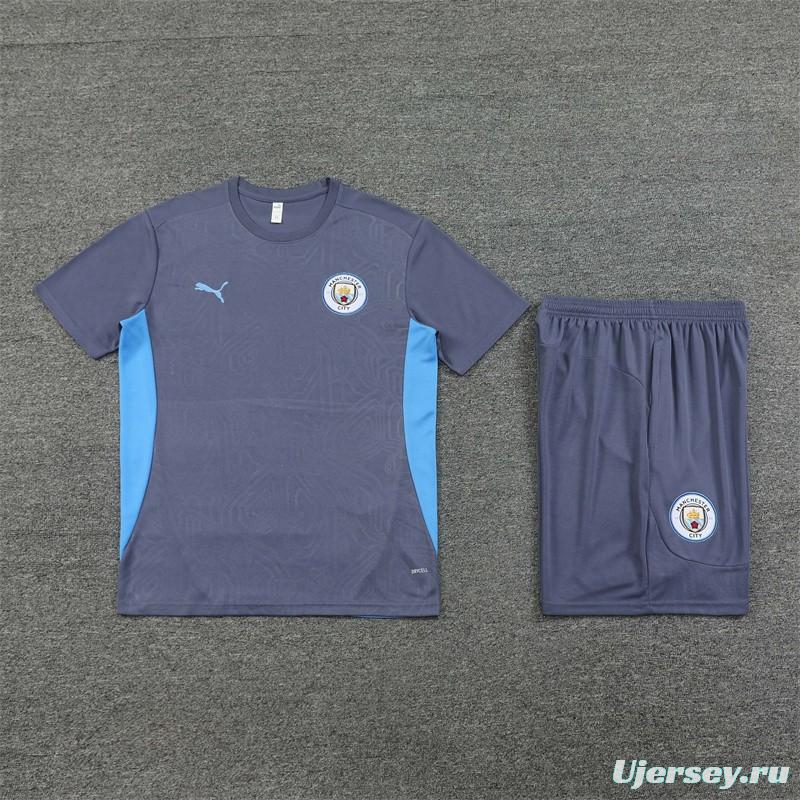 24/25 Manchester City Blue White Short Sleeve Jersey+Shorts