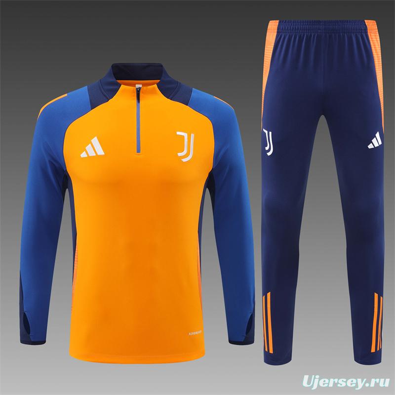 24/25 Juventus Orange Half Zipper Jacket+Long Pants