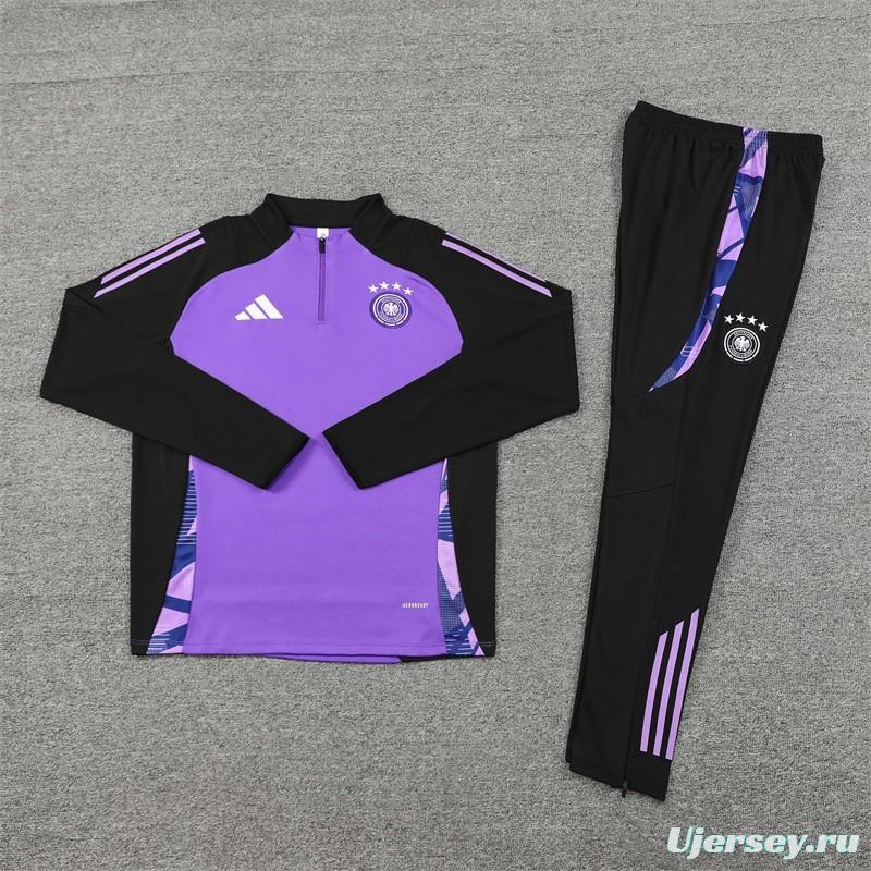 2024 Germany Purple Half Zipper Jacket+Long Pants