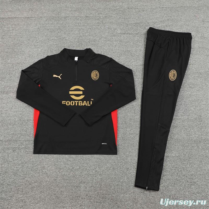 24/25 AC Milan Red Half Zipper Jacket+Long Pants