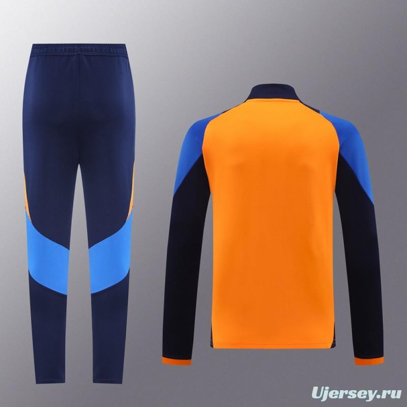 24/25 Juventus Orange Full Zipper Jacket +Long Pants