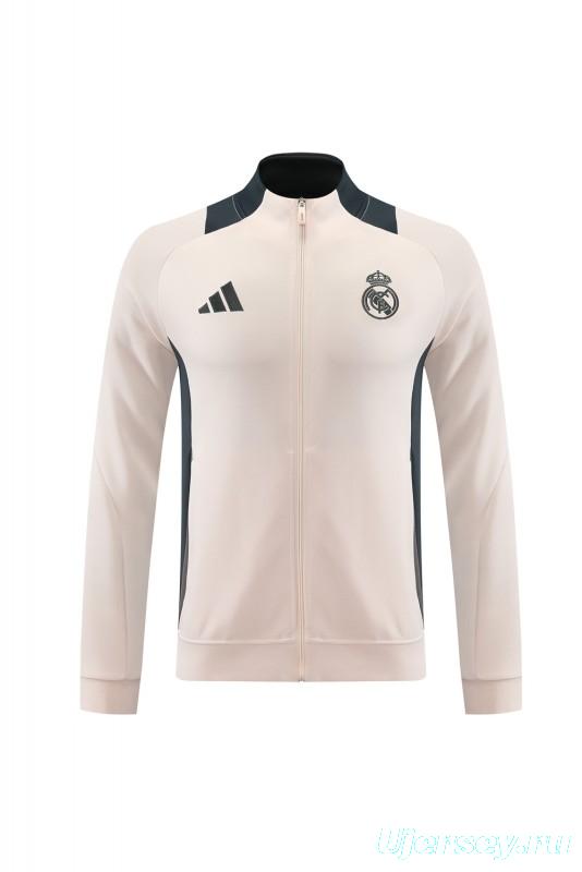 24/25 Real Madrid Pink/Black Full Zipper Jacket +Long Pants