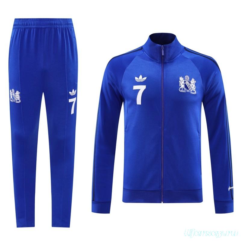 24/25 Manchester United Blue Full Zipper Jacket +Long Pants