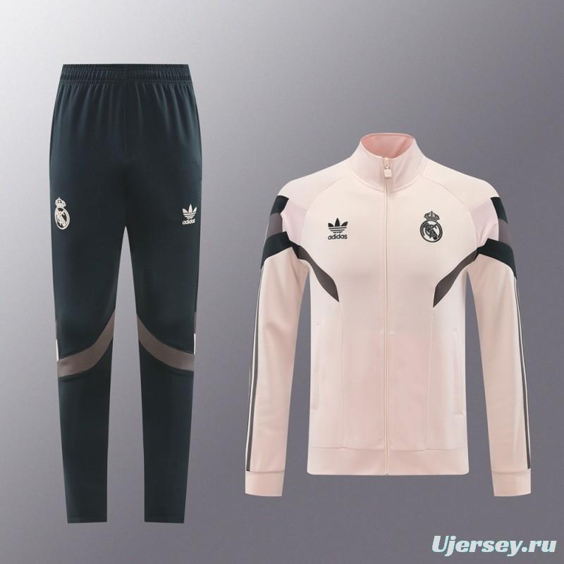 24/25 Real Madrid Light Pink Full Zipper Jacket +Long Pants