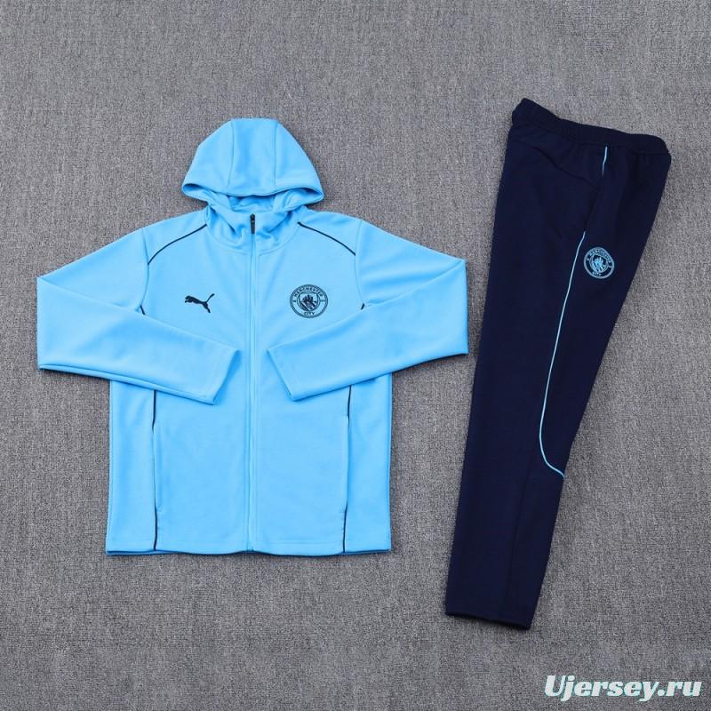 24/25 Manchester United Skyblue Full Zipper Jacket +Long Pants