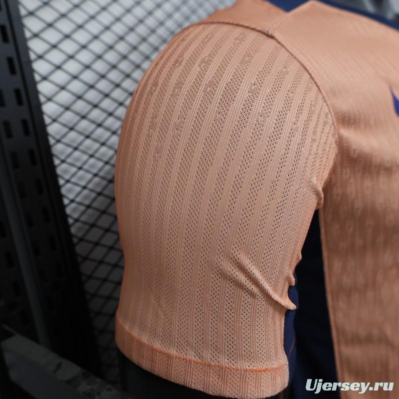 Player Version 25/26 FC Barcelona Pink 125Th Anniversary Jersey with Spotify Sponsor and Navy Blue Accents