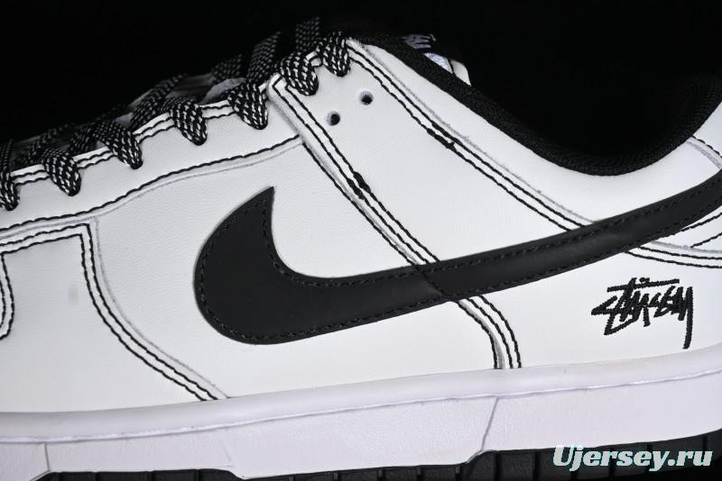 Stussy x Nike Dunk Low SB Skate Shoes in White-Black - FC1688-137
