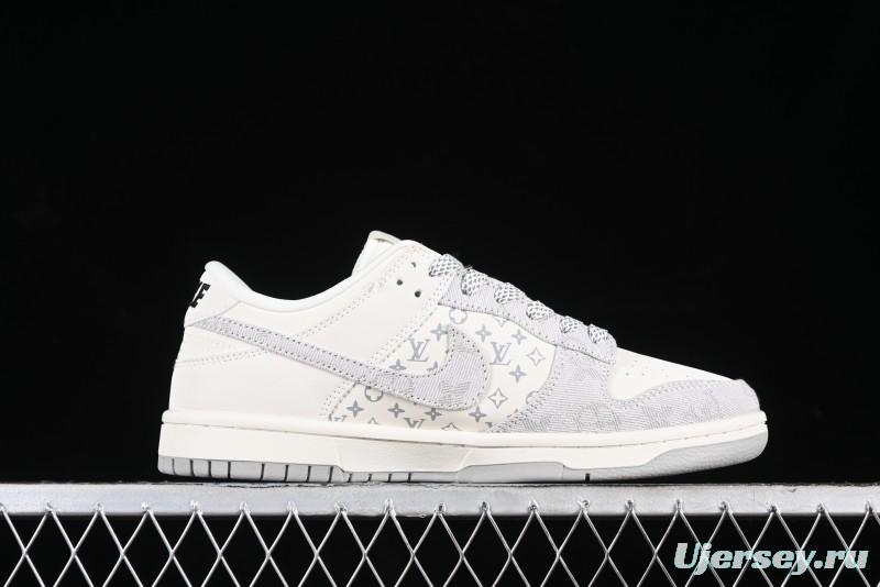 Nike SB Dunk Low LV Collaboration - Beige Denim Anniversary High-End Custom Low-Top Casual Skate Shoes - JH8310-947