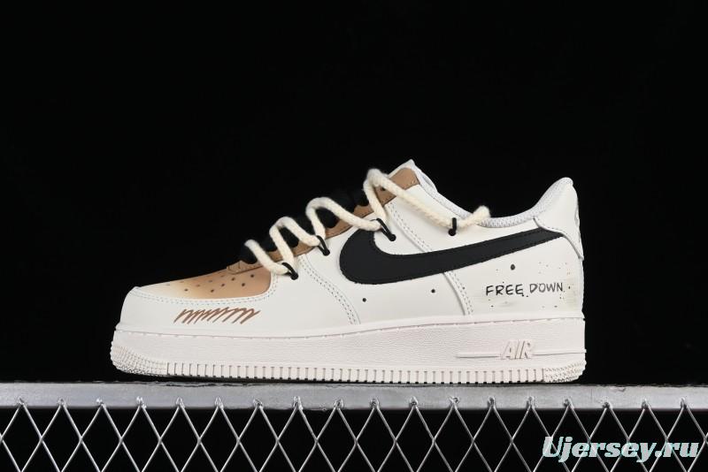 Nike Air Force 1 '07 Low Custom Cappuccino Anime-Themed Spray-Painted Casual Sneakers with Strap - ZH0316-019