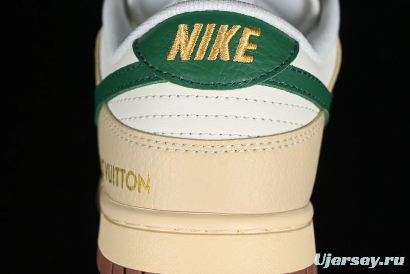 Nike SB Dunk Low LV Collaboration - Beige Green Anniversary High-End Custom Low-Top Casual Skate Shoes - LV6188-003