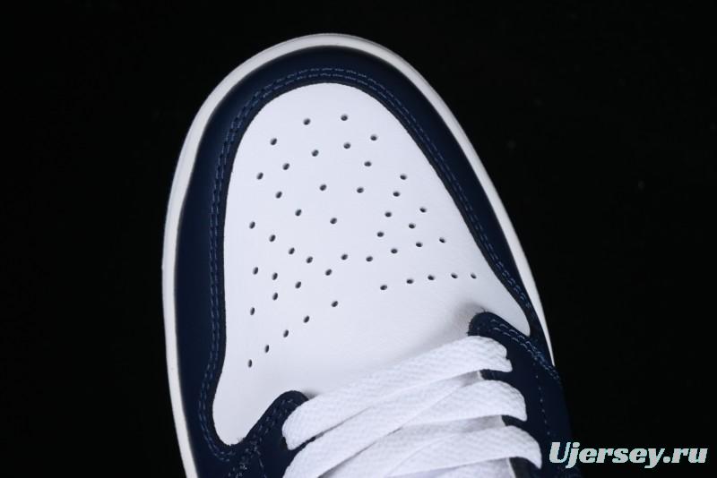 Nike Air Jordan 1 Low AJ1 White Blue Grey Low Top Lifestyle Basketball Shoes - 553558-141