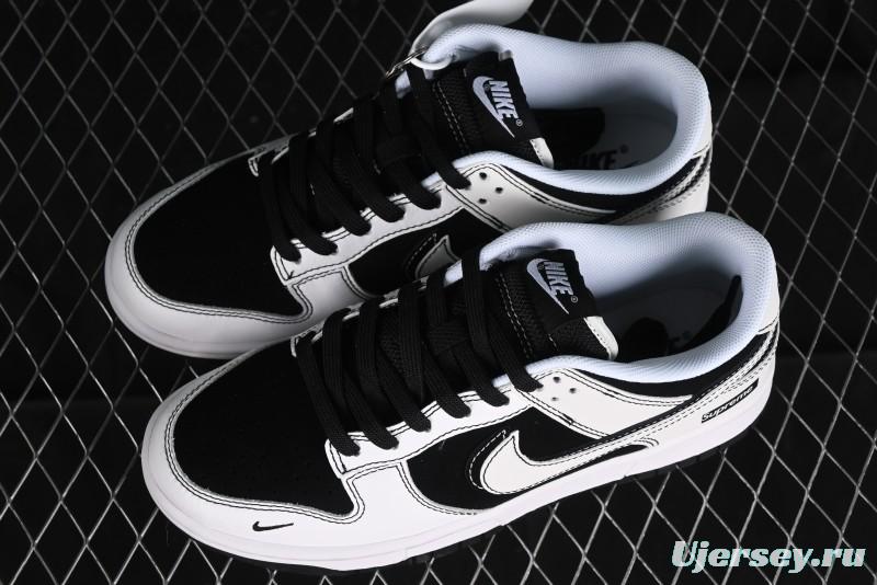 Nike SB Dunk Low Supreme Collaboration - Reverse Black White Swoosh Anniversary Custom Low-Top Casual Sneakers - FC1688-144