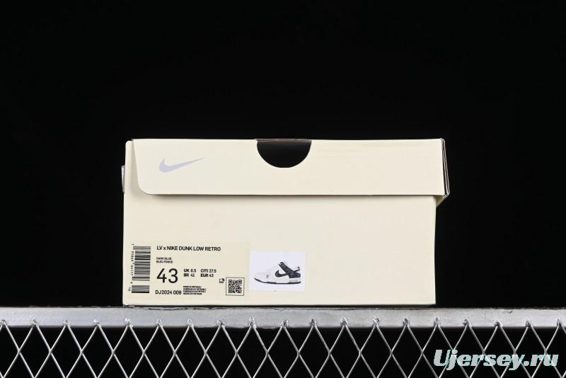 Nike SB Dunk Low LV Collaboration - Black Denim Off-White Black Swoosh Anniversary Custom Low-Top Casual Skate Shoes - DJ2024-009