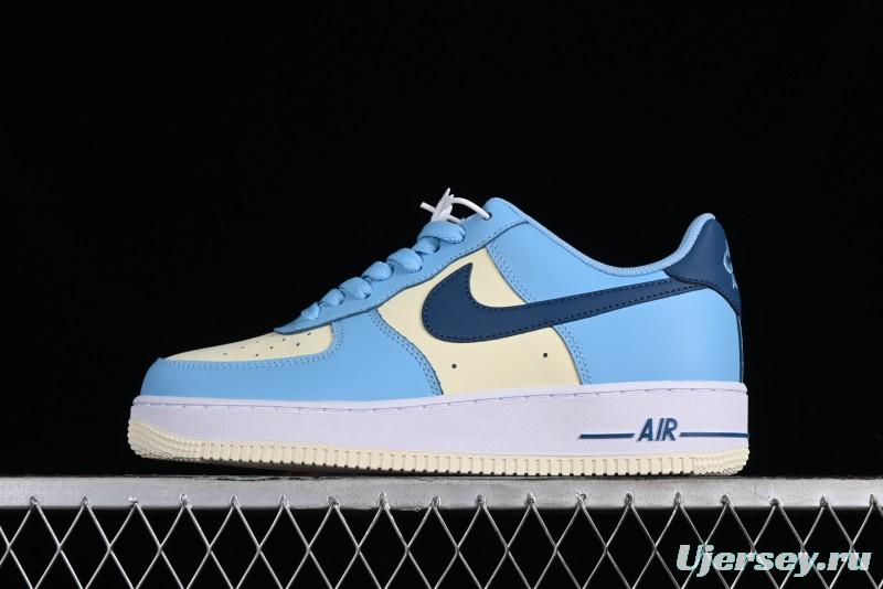 Nike Air Force 1 '07 Low White Blue Color Blocking Casual Sneakers - HF4837-407