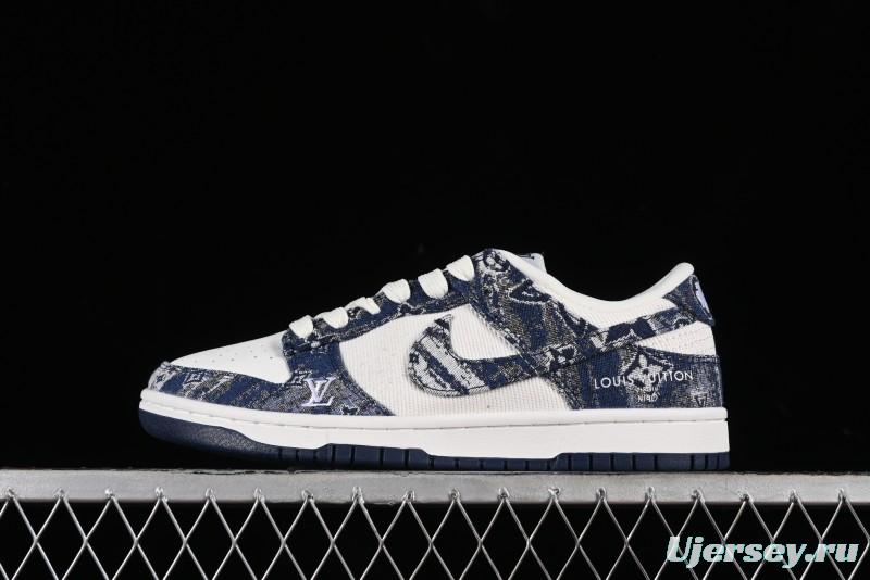 Nike SB Dunk Low LV Collaboration - Camo Mesh Anniversary High-End Custom Low-Top Casual Skate Shoes - JH8040-942
