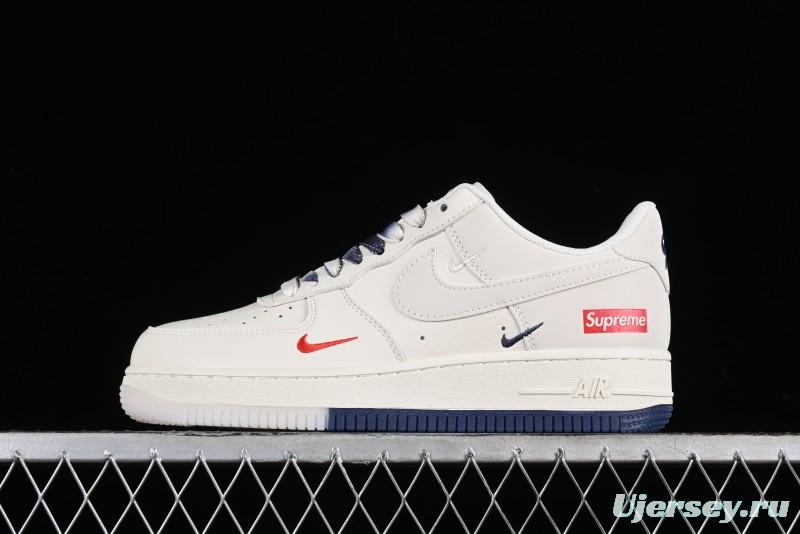 Nike Air Force 1 '07 Low Supreme Collaboration - White Blue Color Block Low-Top Casual Sneakers - XZ6188-001