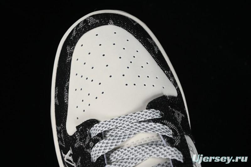 Nike SB Dunk Low LV Collaboration - Beige Black Denim Anniversary High-End Custom Low-Top Casual Skate Shoes - JH8310-946