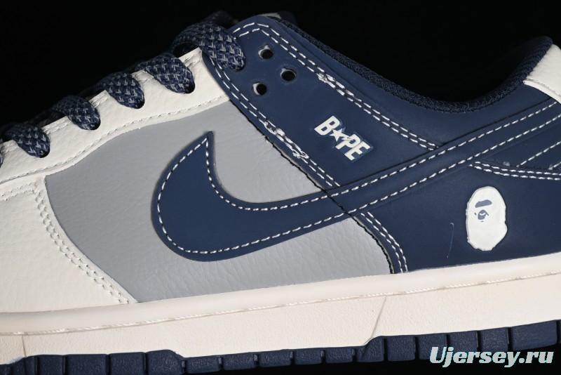 Nike SB Dunk Low BAPE Collaboration - Light Blue Grey Anniversary High-End Custom Low-Top Casual Skate Shoes - BB8969-001